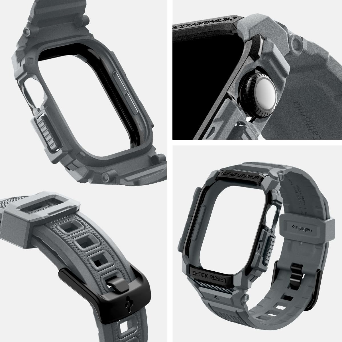 Etui z paskiem Spigen Rugged Armor Pro do Apple Watch 10 46 mm, szare